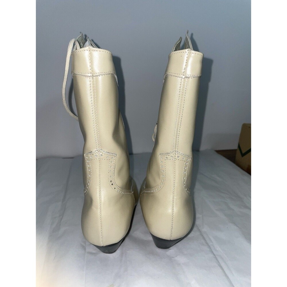 Oak Tree Farms Victorian Granny Bridal Boots Off White Leather Lace Up 6.5 NEW - Picture 6 of 12